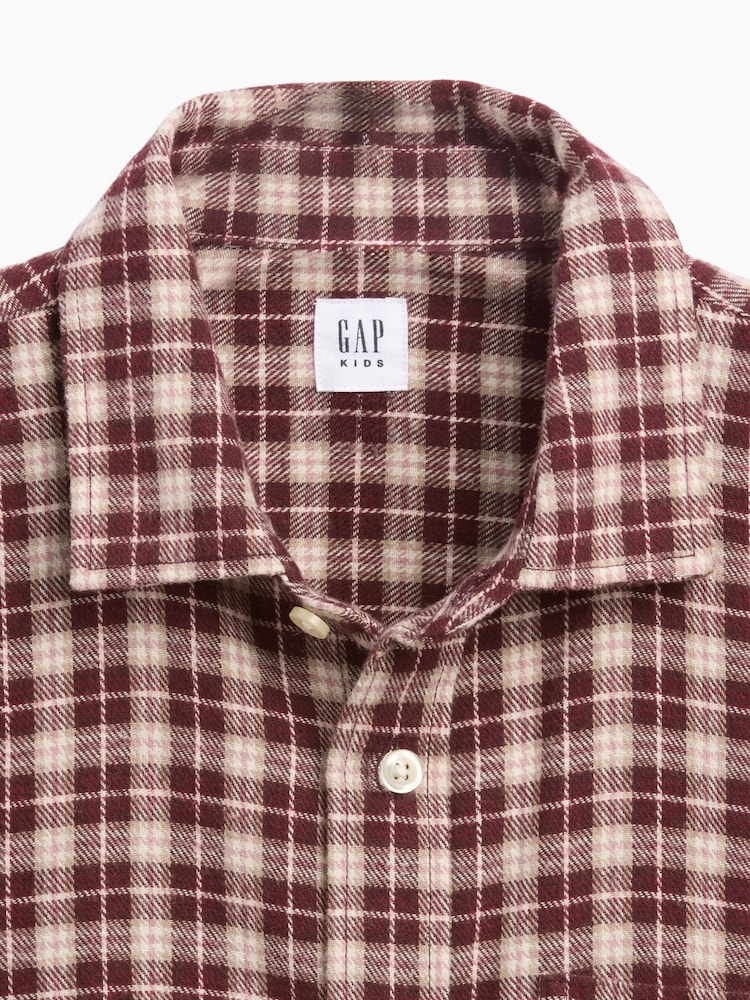 Gap Burgundy Check Relaxed Flannel Shirt (4-13yrs) - Image 5 of 5 Gap Burgundy Check Relaxed Flannel Shirt (4-13yrs) - Image 5 of 5