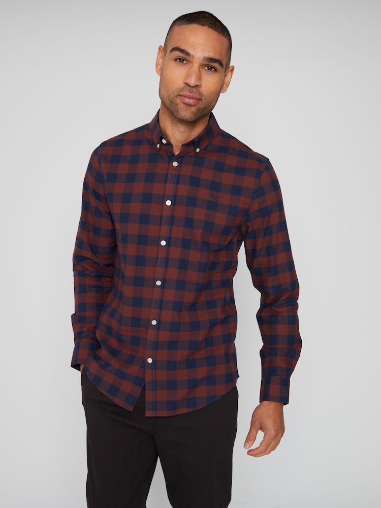 Threadbare Red 100% Cotton Long Sleeve Check Shirt - Image 1 of 4