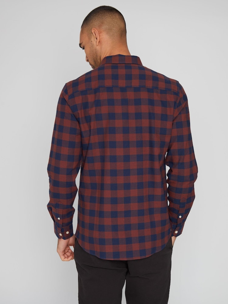Threadbare Red 100% Cotton Long Sleeve Check Shirt - Image 2 of 4