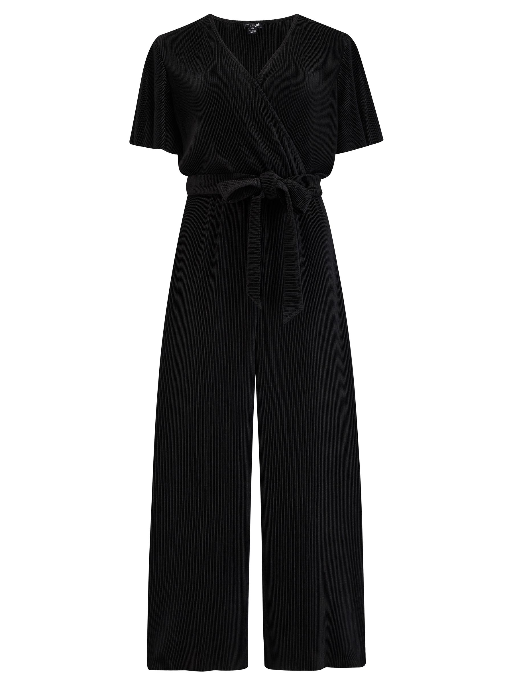 Buy Pour Moi Black Tara Angel Sleeve Shine Plisse Cropped Leg