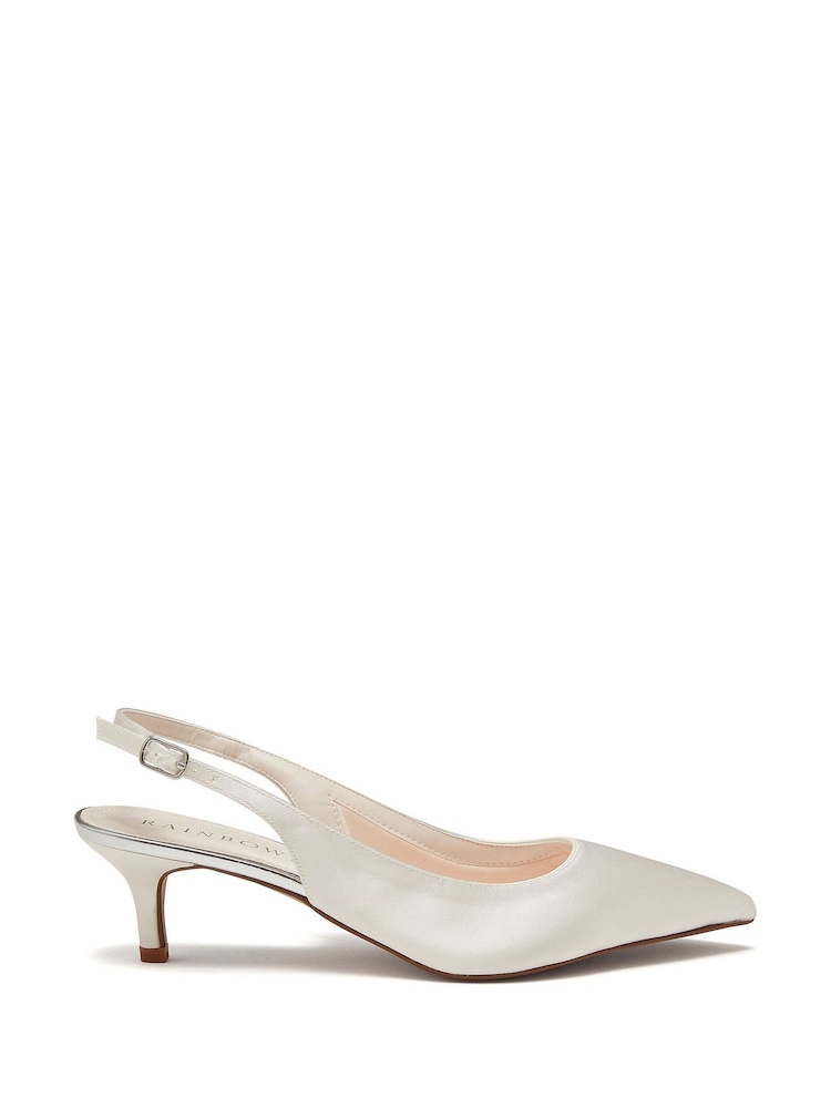 Rainbow Club Natural Joni Ivory Wedding Satin Slingback Shoes - Image 2 of 5