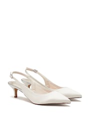 Rainbow Club Natural Joni Ivory Wedding Satin Slingback Shoes - Image 4 of 5