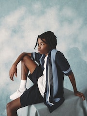 Blue Crochet Stripe Short Sleeved Polo Shirt (3-16yrs) - Image 1 of 13
