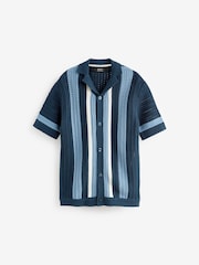 Blue Crochet Stripe Short Sleeved Polo Shirt (3-16yrs) - Image 11 of 13
