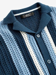 Blue Crochet Stripe Short Sleeved Polo Shirt (3-16yrs) - Image 13 of 13
