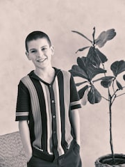 Blue Crochet Stripe Short Sleeved Polo Shirt (3-16yrs) - Image 8 of 13
