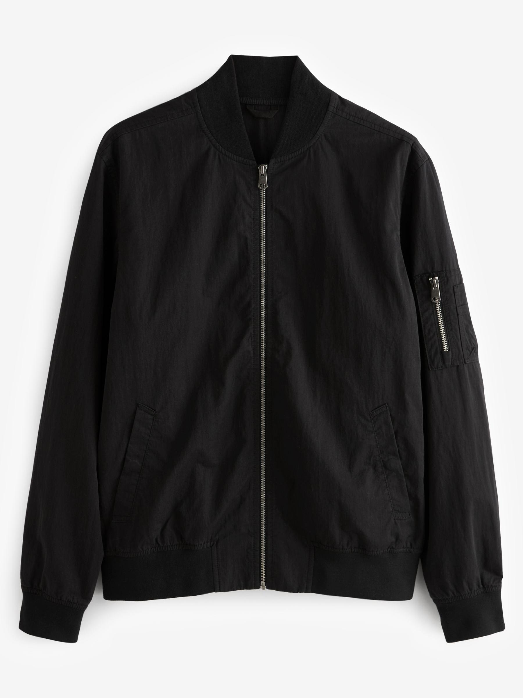 Plain black bomber jacket online