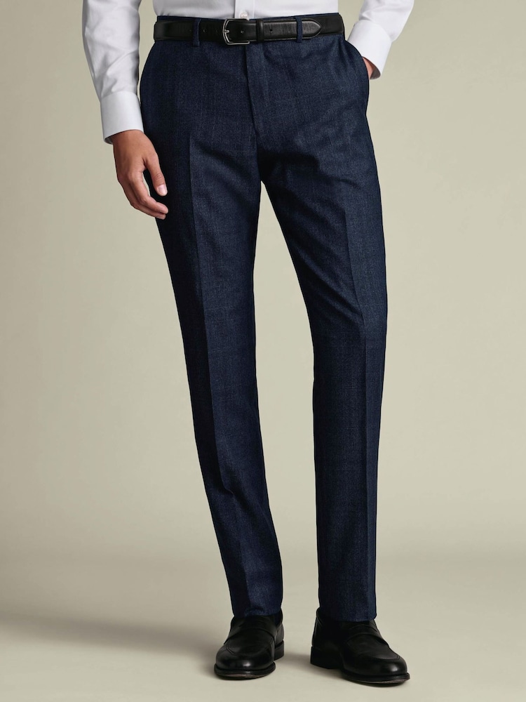 Болат көк чек - Charles Tyrwhitt Slim Fit Ultimate Performance костюм шалбар - 4суретінің 1 суреті