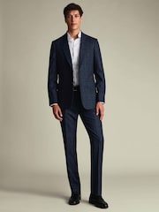 Болат көк чек - Charles Tyrwhitt Slim Fit Ultimate Performance костюм шалбар - 4суретінің 3 суреті