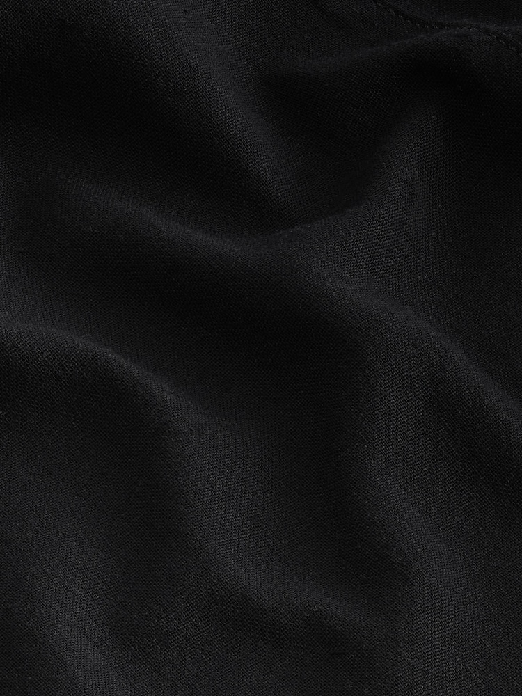Black Wide Leg Trousers With Linen - Image 6 of 6