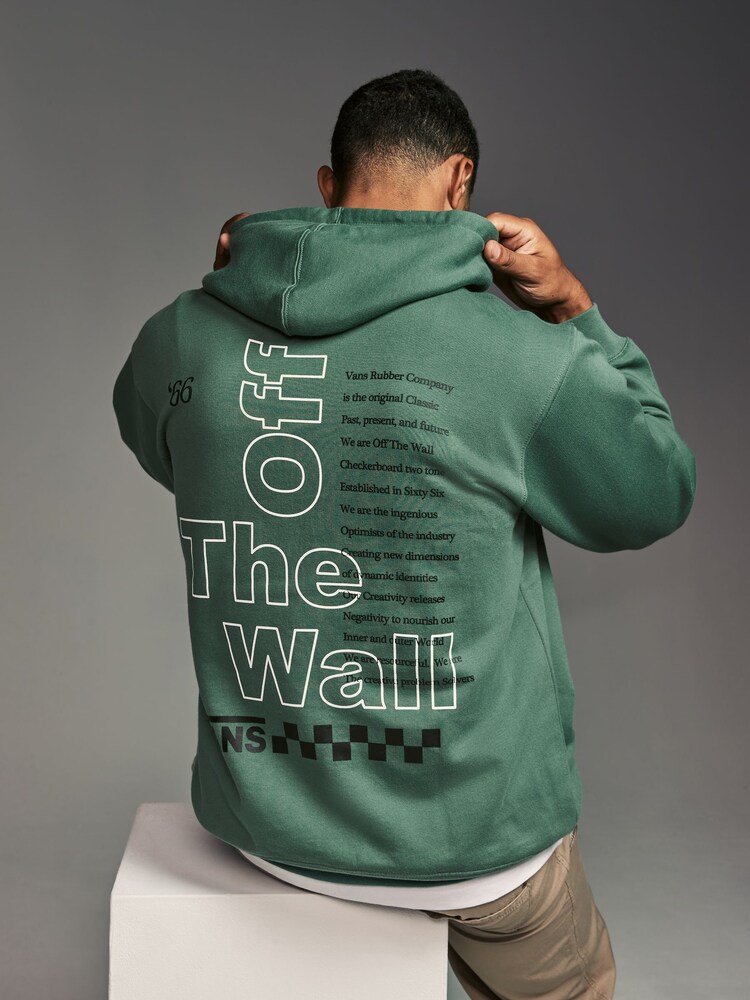 Vans Mens Green Posted Loose 100% Cotton Hoodie - Image 5 of 10