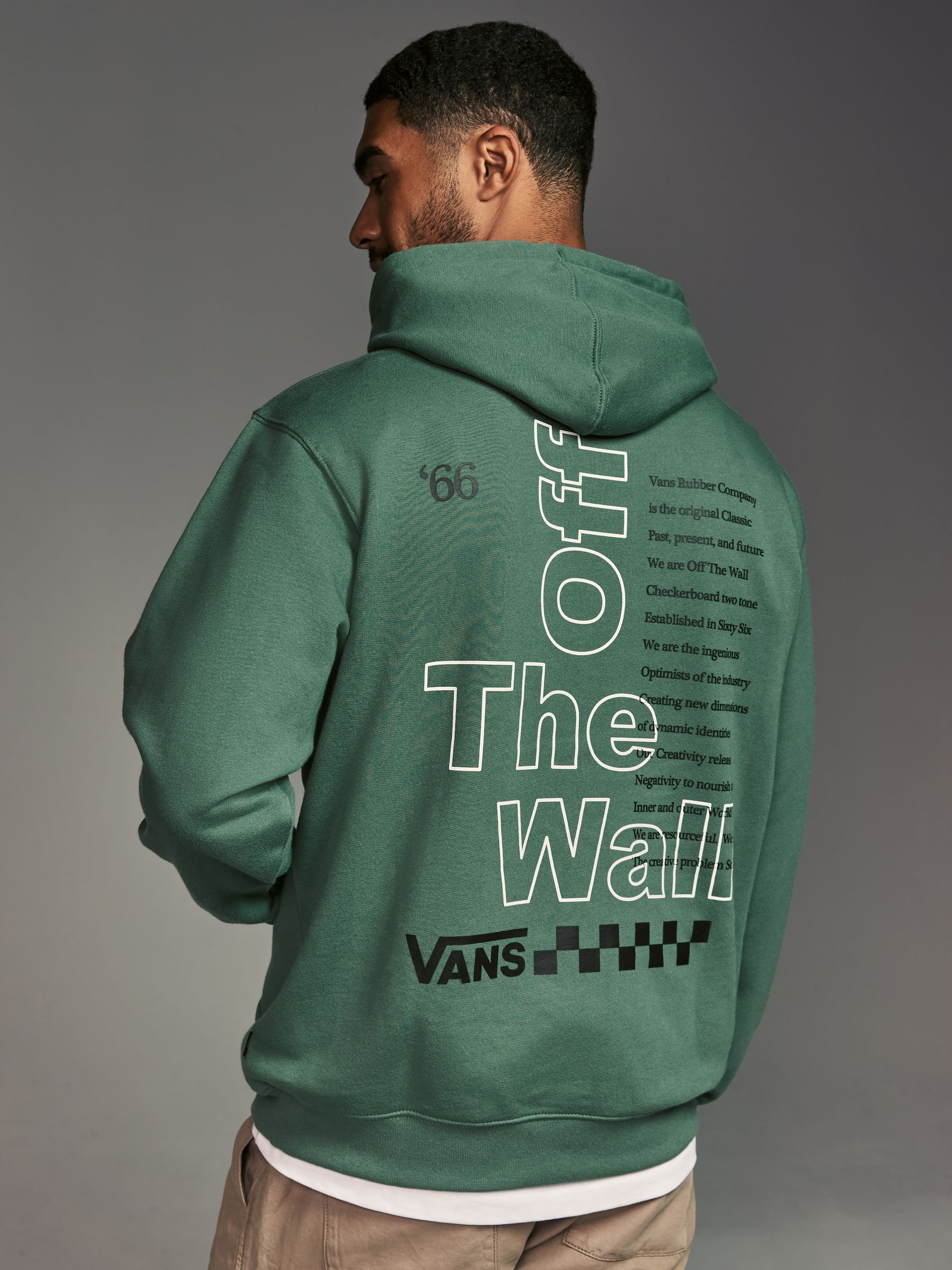 Vans Mens Green Posted Loose 100% Cotton Hoodie - Image 7 of 10