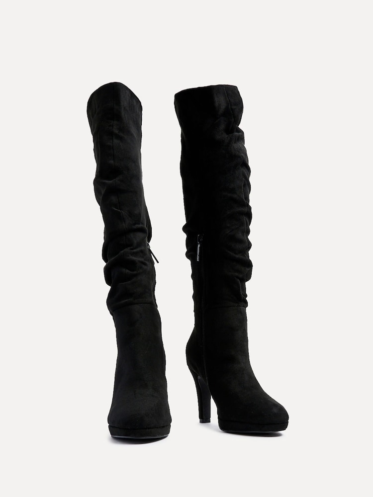 Linzi Black Gianna Platform High Leg Boot With Stiletto Heels - Image 3 of 6