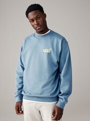 Vans Mens Blue Posted Loose 100% Cotton Sweatshirt - Image 1 of 6