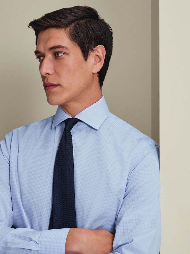 Charles Tyrwhitt Grid Check Non-iron Stretch Poplin Cutaway Slim Fit Shirt - Bild 2 av 7