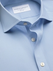 Charles Tyrwhitt Grid Check Non-iron Stretch Poplin Cutaway Slim Fit Shirt - Bild 6 av 7