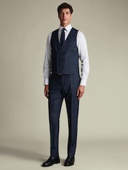 Charles Tyrwhitt Blue Check Adjustable Fit Ultimate Performance Waistcoat - Image 1 of 5