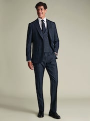 Charles Tyrwhitt Blue Check Adjustable Fit Ultimate Performance Waistcoat - Image 3 of 5