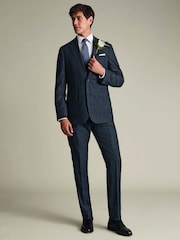 Charles Tyrwhitt Blue Check Adjustable Fit Ultimate Performance Waistcoat - Image 4 of 5