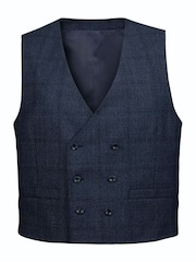 Charles Tyrwhitt Blue Check Adjustable Fit Ultimate Performance Waistcoat - Image 5 of 5