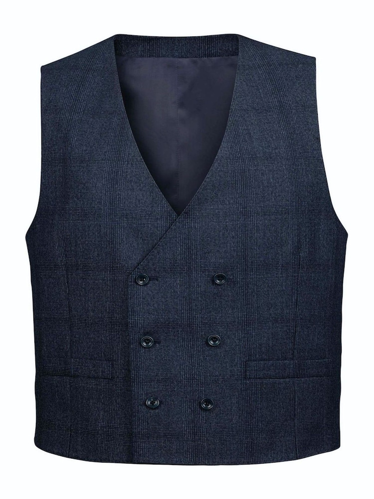 Charles Tyrwhitt Blue Check Adjustable Fit Ultimate Performance Waistcoat - Image 5 of 5