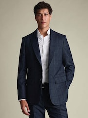 Charles Tyrwhitt Steel Blue Check Slim Fit Ultimate Performance Suit Jacket - Image 1 of 5