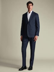 Charles Tyrwhitt Steel Blue Check Slim Fit Ultimate Performance Suit Jacket - Image 3 of 5