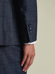 Charles Tyrwhitt Steel Blue Check Slim Fit Ultimate Performance Suit Jacket - Image 4 of 5