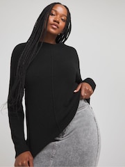 Simply Be Black Sponge Crew Neck Jumper - Image 3 of 4
