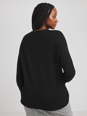 Simply Be Black Sponge Crew Neck Jumper - Image 4 of 4