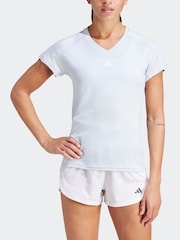 adidas Blue Aeroready Train Essentials Minimal Branding V-Neck T-Shirt - Image 3 of 7