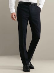 Charles Tyrwhitt Blue Dark Navy Seasonal Design Stripe Slim Fit Suit Trousers - Image 1 of 5