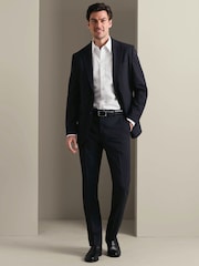 Charles Tyrwhitt Blue Dark Navy Seasonal Design Stripe Slim Fit Suit Trousers - Image 3 of 5