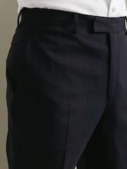 Charles Tyrwhitt Blue Dark Navy Seasonal Design Stripe Slim Fit Suit Trousers - Image 4 of 5