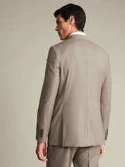 Charles Tyrwhitt Taupe Natural Slim Fit Stretch Twill Suit Jacket - Image 4 of 4