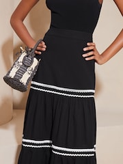 Lipsy Black Tiered Midi Skirt - Image 4 of 4