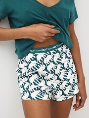 Teal Blue Elephant 100% Cotton Short Sleeve Pyjamas - Image 4 of 8