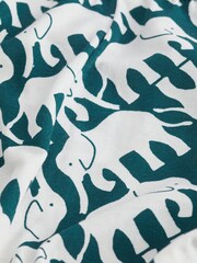 Teal Blue Elephant 100% Cotton Short Sleeve Pyjamas - Image 8 of 8