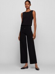 BOSS Black Black Drawstring-Waist Wide Leg Jumpsuit - Image 1 of 5
