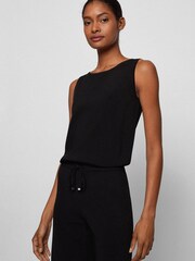 BOSS Black Black Drawstring-Waist Wide Leg Jumpsuit - Image 4 of 5