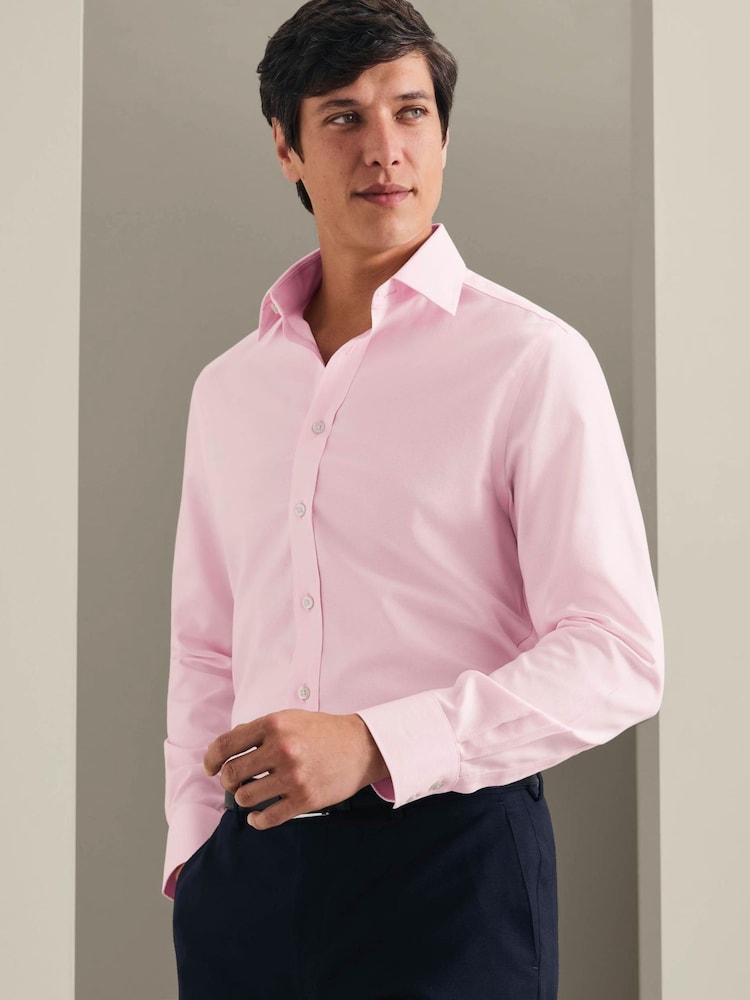 Απαλό ροζ - Charles Tyrwhitt Μη σιδερένιο πουκάμισο Royal Oxford Slim Fit - Εικόνα 1 από 4