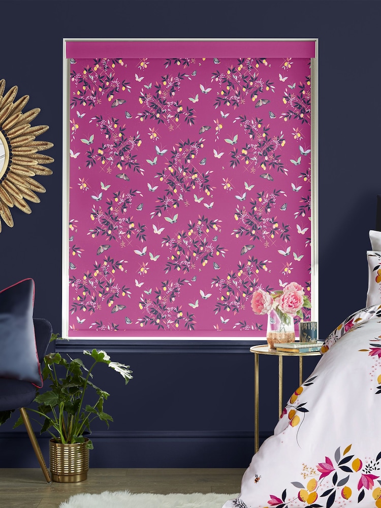 Sara Miller Purple Butterflies & Trellis Made to Measure Roller Blinds - Image 2 of 6