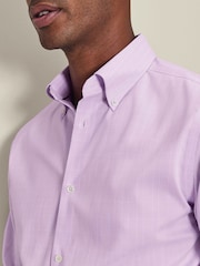 Charles Tyrwhitt Purple Prince Of Wales Non-iron Stretch Pinpoint Oxford Slim Fit Shirt - Image 2 of 6