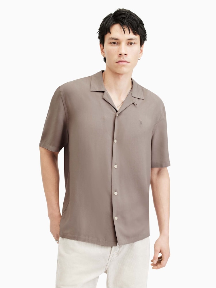 AllSaints Brown Venice Shirt - Image 1 of 5