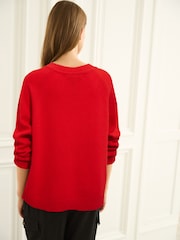 Red Premium 100% Lambswool Crew Neck Jumper - Image 2 of 7