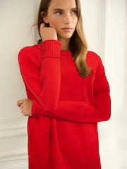 Red Premium 100% Lambswool Crew Neck Jumper - Image 4 of 7