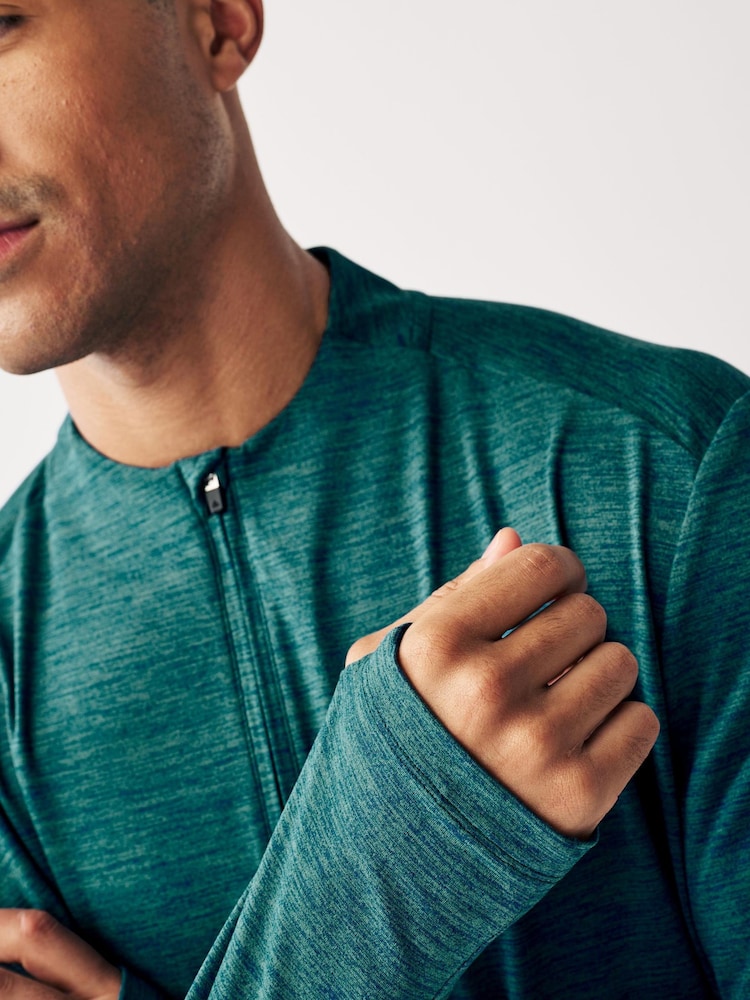 Teal Blue Active Zip Up Training Top - Image 1 of 8