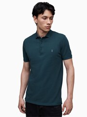 AllSaints Blue Reform Polo Shirt - Image 1 of 6