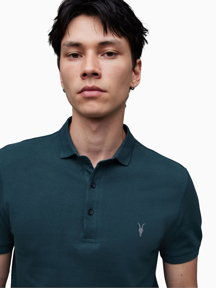 AllSaints Blue Reform Polo Shirt - Image 2 of 6