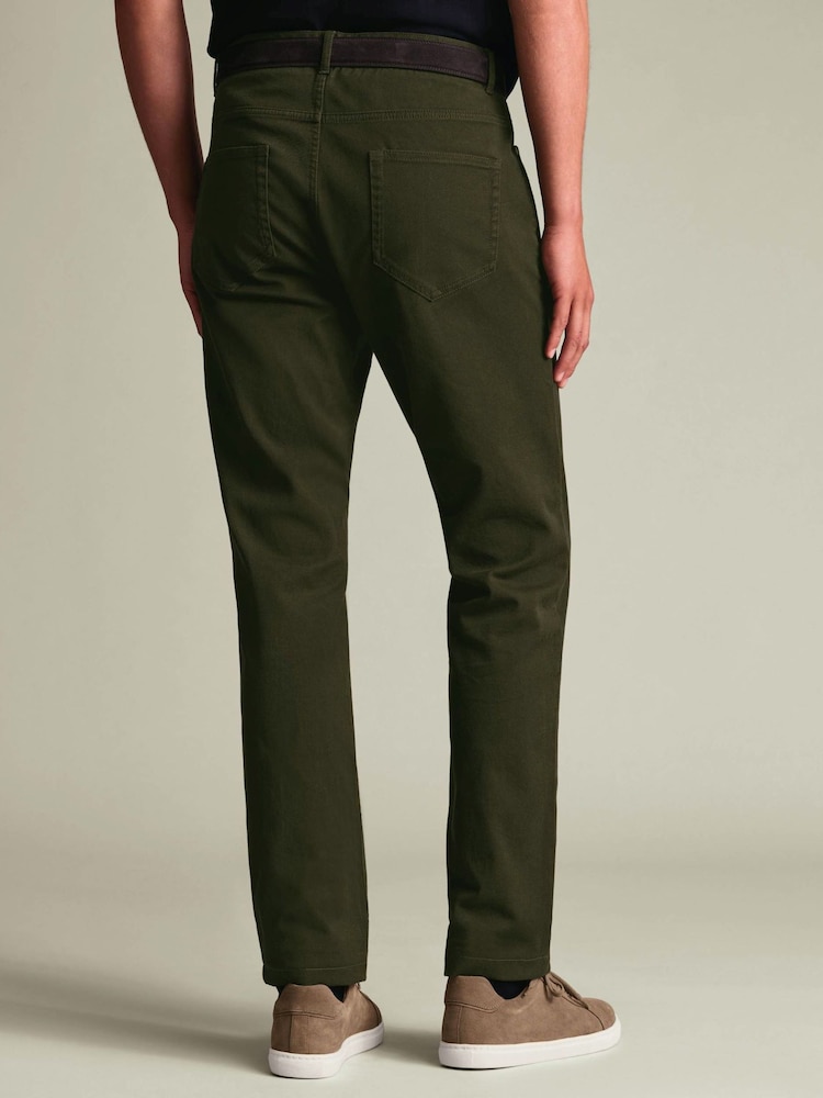 Charles Tyrwhitt Green Twill Slim Fit 5 Pocket Jeans - Image 2 of 5 Charles Tyrwhitt Green Twill Slim Fit 5 Pocket Jeans - Image 2 of 5